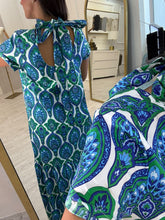 Cargar imagen en el visor de la galería, IVETTE - Maxi vestido estampado azul con verde
