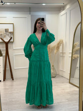 Cargar imagen en el visor de la galería, NORA - Maxi vestido verde manga larga