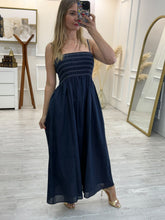 Cargar imagen en el visor de la galería, AMADINE - Maxi vestido azul oscuro tirantes