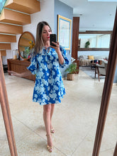 Cargar imagen en el visor de la galería, AMAIA - Vestido corto azul con blanco