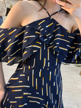 Cargar imagen en el visor de la galería, GENESIS - Maxi vestido azul marino estampado