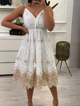 Cargar imagen en el visor de la galería, FIORELLA - Vestido blanco estampado tirantes