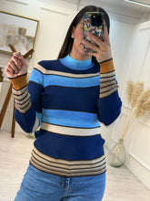 Cargar imagen en el visor de la galería, ELIZABETH - Blusa rayas azul manga larga