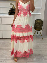 Cargar imagen en el visor de la galería, MABEL - Maxi vestido blanco con salmón