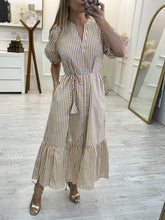 Cargar imagen en el visor de la galería, REAGAN - Maxi vestido khaki rayas