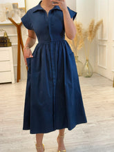 Cargar imagen en el visor de la galería, PORTIA - Maxi vestido azul petroleo