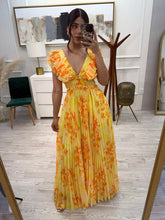 Cargar imagen en el visor de la galería, AURELIA - Maxi vestido amarillo con naranja