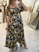 Cargar imagen en el visor de la galería, MALENA - Maxi vestido estampado hojas
