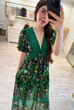 Cargar imagen en el visor de la galería, TIFFANY - Maxi vestido verde estampado