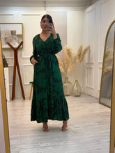 Cargar imagen en el visor de la galería, SORAYA - Maxi vestido estampado verde