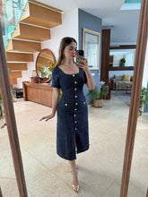 Cargar imagen en el visor de la galería, NORMA - Vestido midi tipo sastre azul marino