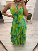 Cargar imagen en el visor de la galería, ALICIA - Maxi vestido verde estampado