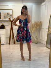 Cargar imagen en el visor de la galería, ROSE - Vestido corto azul marino estampado