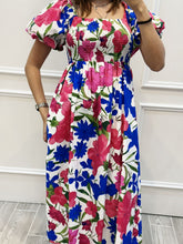 Cargar imagen en el visor de la galería, VIVIEN - Maxi vestido floral rosa y azul