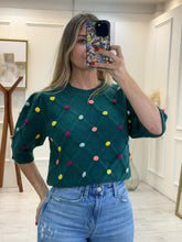 Cargar imagen en el visor de la galería, EUDORA - Blusa verde pompones