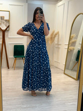 Cargar imagen en el visor de la galería, CLEOPATRA - Maxi vestido azul petróleo