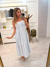 Cargar imagen en el visor de la galería, FIORE - Maxi vestido rayas azul y blanco