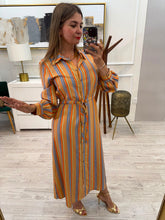 Cargar imagen en el visor de la galería, ZURIA - Maxi vestido naranja rayas