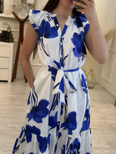 Cargar imagen en el visor de la galería, ARIANELL - Maxi vestido blanco estampado azul
